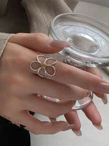 Rings For Women Couple Minimalist Handmade Simple Big Flower Ring Party Jewelry Gift Prevent Allergy