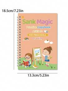 Sank Magic Practice Copybook, (4 Books + 10 REFILL+1 Pen +1 Grip) Number Tracing Book For Preschoolers With Pen, Magic Calligraphy Copybook Set Practical Reusable Writing Tool Simple Hand Lettering - Multicolor - View 6