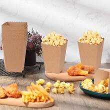 24/12pcs/1pc Brown Kraft Paper Popcorn Box, Fries Box, Candy Box, Suitable For Movie Theater, Mall, Party, Christmas