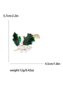Fashionable Faux Pearl Leaf Brooch For Women Plant Brooch Dress Suit Pin Accessories Party Banquet Gift - Pearl Leaf - View 6