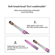 100% 纯 Kolinsky 3D 艺术指甲刷 VithGradient 粉色手柄，艺术设计粉指甲刷笔用于指甲延长和雕刻，丙烯酸应用工具