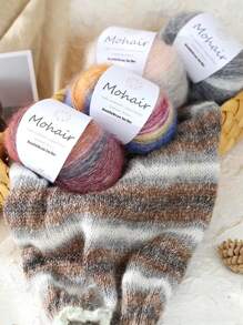 1/2pcs Jelly Bean Style Mohair Yarn Ball,Hand Made Spray Color Slub Wool Yarn Ball,Multicolor Speckled Mohair Bulky Yarn,ForKnitting DIY Scarves Hats Crafts,DIY Knitting Of Dolls, Bags, Sweaters, Blankets Etc. - Multicolor - View 10