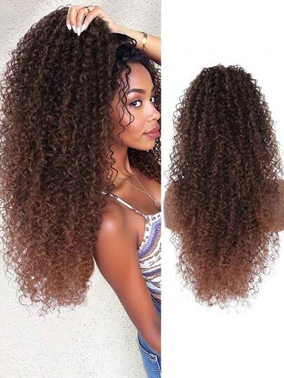 24 Inch Drawstring Curly Ponytail Extensions For African Women African Curly Hair Piece Synthetic Heat Resistant