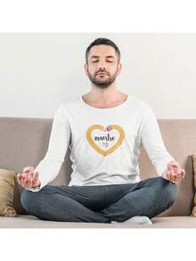 Playera Manga Larga de Moda para Hombre 1 Pza Estampado Maestro Lapíz Corazón | Día del Maestro | Playera 100% Algodón - Blanco - Ver 1