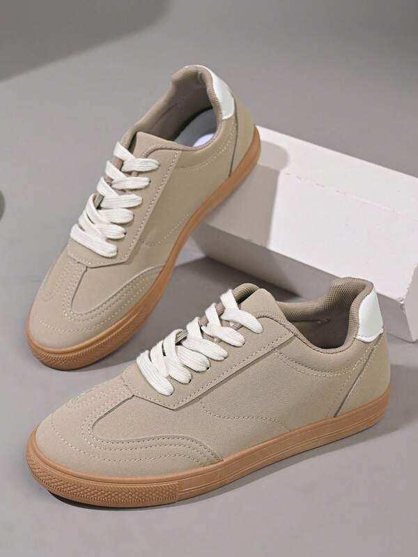 Women's Casual Khaki Canvas Sneakers, Suitable For Everyday Leisure