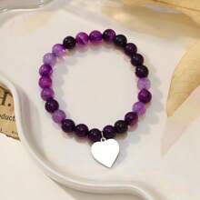 1 件定制雕刻天然石弹性手链 - 完美的生日、周年纪念日或情人节礼物，最佳母亲节礼物 - 彩色 - 查看 4