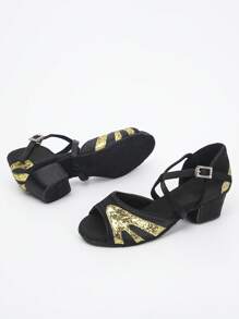 1 Pair Kids/Girls' Latin Dance Shoes, Indoor Soft-Sole - Gold - View 6