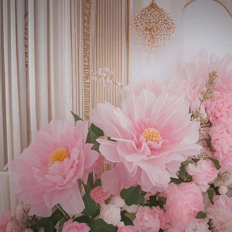 50cm Silk Peony Artificial Flower - Elegant Wedding Decoration, Home Backdrop Floral Arrangement, Realistic Green Stem, Perfect For Valentine's Day & Special Events, Rustic Wedding Decorations Gifts Birthday Graduation - Multicolor - View 6