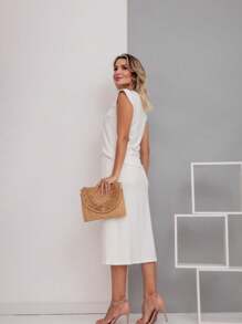Women's Premium Fleece Midi Skirt Set - White - View 2