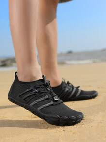情侣水鞋适合户外游泳、涉水、浮潜、防滑、快干、适合海滩、室内健身 - 黑色 - 查看 3