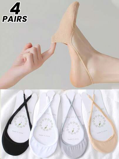 2 o 4 pares de calcetines de mujer de media punta, calcetines finos y transpirables de media cobertura y media abertura para el tobillo, calcetines invisibles, adecuados para el verano