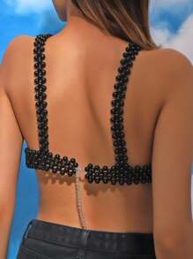 1 pièce Élégante chaîne de corps en faux perles - Accessoire de luxe en résine, convient pour le mariage et les tenues de fête, toutes saisons