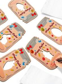 24 件复活节快乐兔子和鸡蛋贺卡套装，漂流瓶设计，适合课堂交换和节日主题派对礼物 - 适合生日、春季复活节派对装饰（不含糖果）