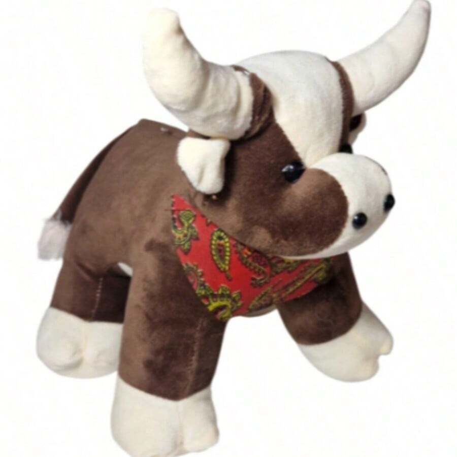 Peluche Toro Torito pequeño, establo, rancho, Chapingo, animal, para niño, niña - Café integral - Ver 1