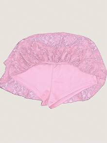 Women's Cute Ruffled Lace Mini Skirt, Layered Pleated Cake Design, Suitable For Party, Outing, Pink - Pink - View 6