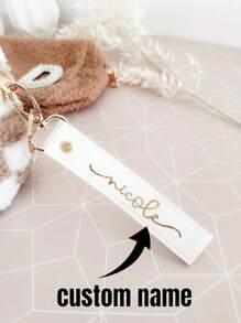 Personalized Wristband Keychain, Custom Initial Keychain, Imitation Leather Keychain, Letter Keychain, Housewarming Gift, New Car Gift, Unique Treasure Find, Summer Winter Fashion, Mailman Must-Have, Mountaineering, Colorful, Cute, Adorable, Contracted, Funny, Kawaii, Y2K, Minimalist, Commuting, For Birthdays, For Holiday/ Vacation, For Outdoors/Outings/Travel/Hiking/Stadium/Sports/Climbing, For Business/Commute/Work/Office, Vacation, Vacation - Multicolor - View 3