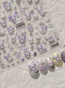 Sanrio Tomoni & Sanrio Collaboration Cute Melody, Kuromi, Hello Kitty 5D Embossed Nail Stickers, Self-Adhesive Nail Art Decorations