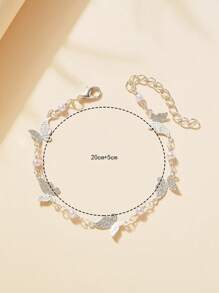 1pc Minimalist Fashion Pearl Butterfly Anklet For Women