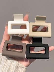 1 件方形轻质塑料发夹，时尚百搭，优雅简约风格，纯色发饰，适合日常、休闲、派对、通勤、度假、洗脸、化妆、服装搭配礼品派对礼物 - 彩色 - 查看 5