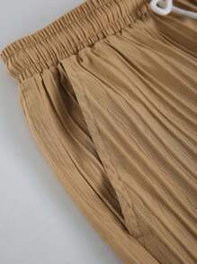 Men's Spring/Summer New Color Block Wave Striped Shorts Set - Apricot - View 3