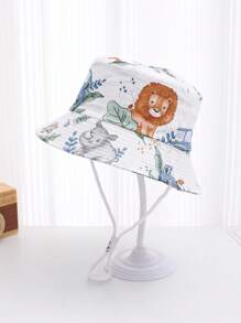 1pc Kids Cute Cartoon Lion Print Adjustable Sun Ion Casual Bucket Hat, Spring/Summer - Lion - View 10