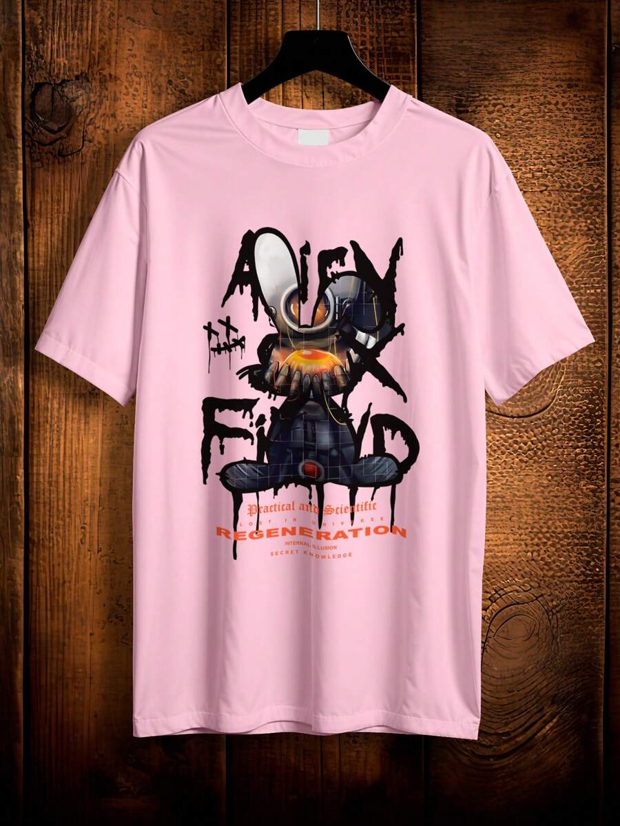 Shirt T-Shirt Rabbit Robot Cyborg Bear Unisex Vintage Ref 2271 VEST NERD - Rosa Pálido - Ver 1