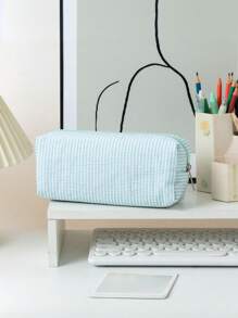 1 Piece Seersucker 学生桌面文具整理铅笔盒，刺绣条纹旅行大容量收纳袋，化妆包，用于文具、化妆品和零钱化妆包学校用品旅行必需品化妆包节日必需品化妆包化妆袋化妆品收纳袋节日冬季豹纹腊肠犬女士礼物 - 彩色 - 查看 7