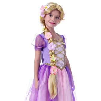 Pelucas rubias largas y hermosas de Rapunzel para niñas | Ideales para fiestas de disfraces con temática de princesa, cosplay y eventos de cuentos de hadas