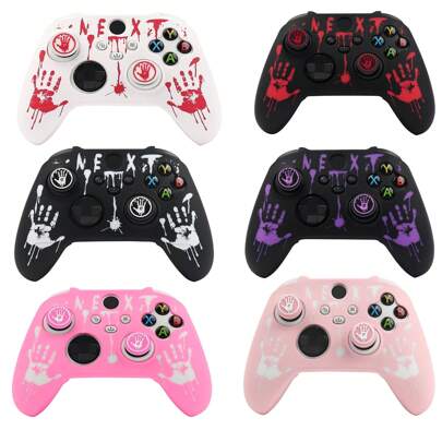  RALAN Laser Blood Print Design Grip Sleeve, With 4 Thumb Grips, Compatible With Series X Wireless Controller, Anti-Slip Silicone Controller Cover