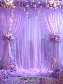 1Pc/2Pcs Purple Tulle Backdrop Curtains, Transparent/Sheer Background Curtains,DIY Rustic Wedding Accessories,Wedding Birthday Party Supplies,Valance Gauze For Romantic Wedding Bride Shower Birthday Party Background Decor, Holiday Party Photography Background Decor,Hanging Curtain Background Decor(Come With 5/10 Clips)