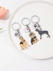 1pc Alloy German Shepherd Dog Keychain Bag Decoration Car Pendant Simple Fashion Key Pendant Home Decoration Holiday Gift Birthday Gift For Dog Lovers - Multicolor - View 7