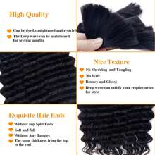 Deep Wave Bulk Human Hair For Braiding Brazilian Virgin Human Hair Extensions Two Bundles Micro Braiding Human Hair 100g No Weft(18inch, Natural Black) - S1 - View 6