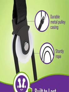 حبال تمرين قابلة للتعديل للكتف والذراع والظهر بنظام البكرة، الطول من 2 متر إلى 2.5 متر، معدات لياقة بدنية محمولة لإعادة التأهيل بعد العملية الجراحية، مصنوعة من مادة البي في سي والنايلون باللون الأسود - متعدد الألوان - مشاهدة 5