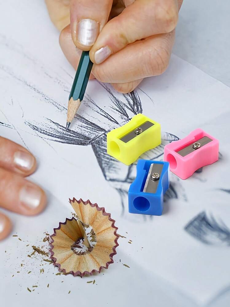 60pcs/120pcs Loose Pencil Sharpener, Colorful Pocket Mini Handheld Pencil Sharpener Back To School - Multicolor - View 3