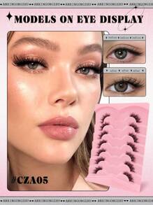 7 paar transparante halve wimpers met natuurlijke look, luchtige kattenooglook, korte accentwimpers, hoekwimpers, 3/4 wimpers, herbruikbare wimpers, verpakking
