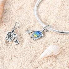 925 Sterling Silver Ocean Fish And Sea Turtle Starfish Series Charms Blue Glass Beads Ocean Crystal Charms Starfish And Crab Charms Coconut Tree Beach Holiday Jewelry Suitable For Women's Bracelets DIY Jewelry Making And Beach Clothing Matching Jewelry Decoration Women's Jewelry Gifts - Multicolor - View 5