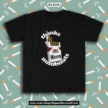 100% Cotton THANKS NUMBNUTS! Ween T-Shirt Summer Stylish Casual Fashion Comfortable Print Round Neck Short Sleeve Breathable Soft Slightly Versatile Stretched Unisex Designer Clothes Homme For Women Streetwear Graphic Top For Everyday Wear - Black - View 1