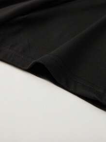 Shwiy 1pc Men's Casual Versatile Simple Angel Print Short Sleeve T-Shirt, Suitable For Spring/Summer Everyday Wear - Black - View 6