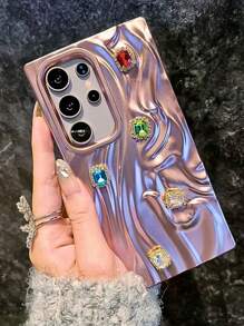 Funda con acabado mate antiarrugas compatible con Samsung Galaxy S25 Ultra, S23 Fe, S24 Plus - Oro rosa - Ver 3
