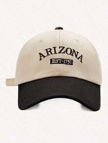 1pc Unisex Baseball Cap With Contrast Color, Letter Embroidery And Curved Brim, Casual And Versatile Streetwear Style - Black - View 8