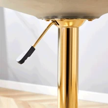 MUUOKY Modern Minimalist Acrylic Bar Stools With Mid Back, Set Of 2, Can Rotate 360 ° And Adjust Lifting, PET Backrest And White PU Seats, Transparent Adjustable Swivel Airlift Barstools, Counter Height Bar Chairs For Kitchen Dining Pub Cafe, And Front Desk Cashiers - 金色 - 查看 9