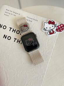 Sanrio Apple Watch Band Women 1pc Sanrio Simple & Fashionable Woven Magnetic Clasp Hello Kitty Apple Watch Band, Adjustable Magnetic Closure Apple Watch Strap Compatible With Apple Watch 38/40/41/S10 42/44/45/49/S10 46mm, Compatible With Apple Watch Ultra/SE/8/7/6/5/4/3/2/1