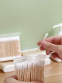 100/200/300/500 piezas/Paquete Hisopos de limpieza, Bastoncillos de maquillaje desechables para limpieza, desmaquillado, limpieza de oídos, necesarios para el hogar y los viajes