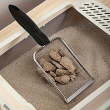 1 Pc Stainless Steel Cat Litter Scoop With Fine Mesh, Rust-Proof Pet Waste Scooper, Suitable For Litter Box, Easy To Use And Clean, With Convenient Handle, Fit For Wooden House And Small Pets