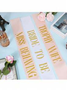 12pcs Bride-To-Be Sash Set, 11pcs White Sash With Gold Text, Suitable For Bachelorette Party, Wedding, Bridal Shower And Other Occasions - Champagne - View 5