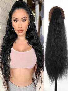 18~30inch Ponytail Extension Long Wavy Curly Ponytail Extension Corn Wave Wrap Around Pony Tail Clip In Natural Soft Synthetic Ponytail Hairpiece For Women Daily Use