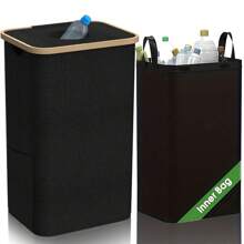 OrdoVault 100L große Kapazität Bambusrahmen Einwegflasche Recycling Behälter, faltbarer Getränkeflasche Aufbewahrungskorb, geeignet für Zuhause, Küche, Badezimmer, Speisekammer, Wohnzimmer, Flaschen & Dosen Aufbewahrung, Badezimmer/Küche/Wohnzimmer Zubehör, Geschenk für Feiertage - Verschiedenfarbig - Übersicht 13