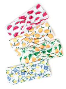 1 Stück/4 Stücke Damen Stirnband für Alltag & Outdoor Sport, Obst Motiv: Zitrone, Wassermelone, Kirsche, bunte Haarzubehör