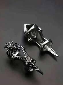 1pc Vintage Dragon Head Alloy Punk Ring For Men & Women - Antique Silver - View 4