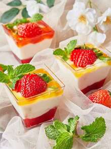 20/30 件，梯形甜点杯，慕斯杯，布丁杯，果冻冰淇淋，甜点冰淇淋杯，适用于节日派对用品，节日派对礼物 - 無色 - 查看 4